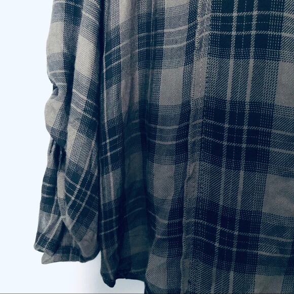 Knox Rose Women's M Button Down Plaid Lace Back Top Green Fall Boho - Picture 7 of 8